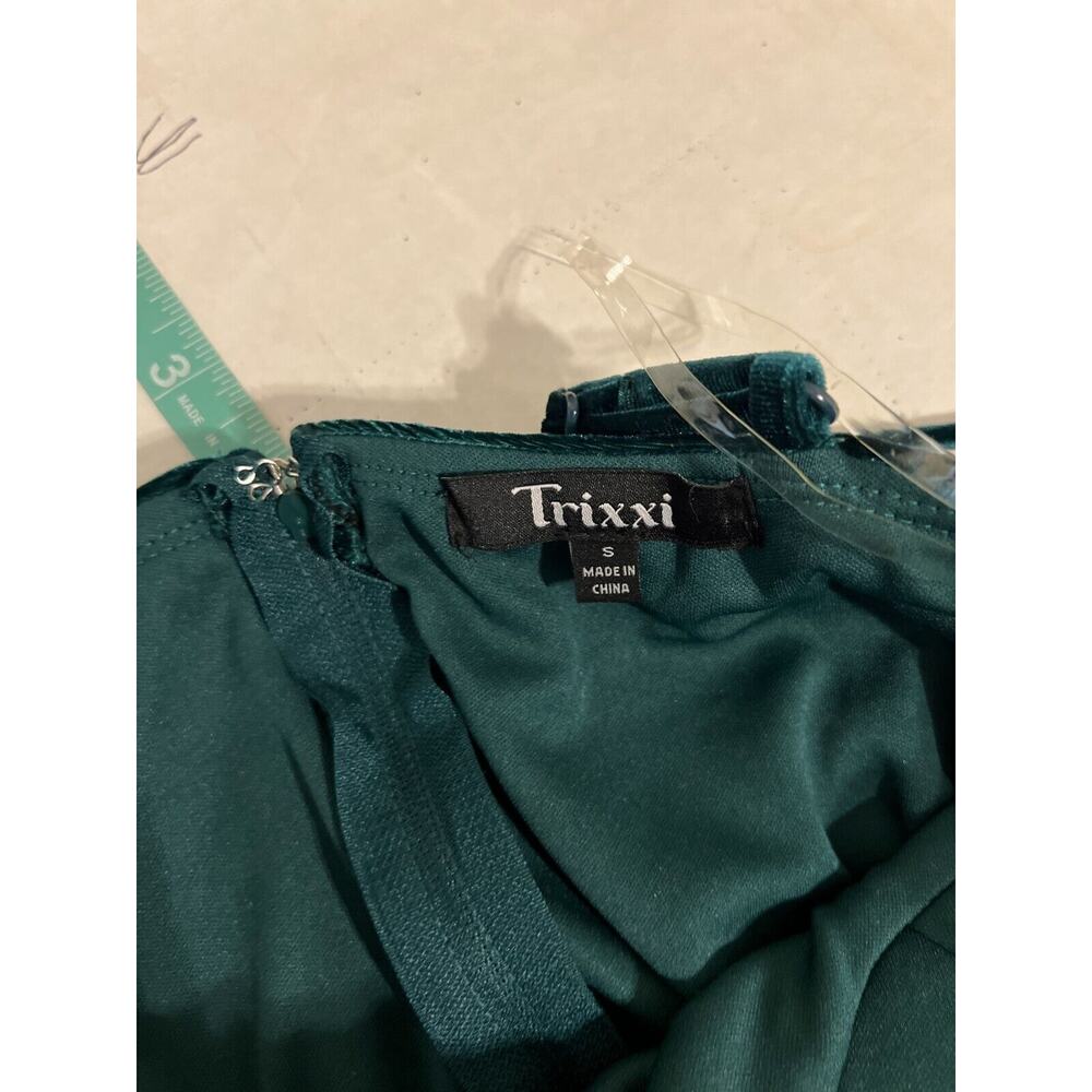 Trixxi Womens Green Velvet Sweetheart‎ Mini Cocktail Dress Sz S NWOT Retro Party - Picture 5 of 10